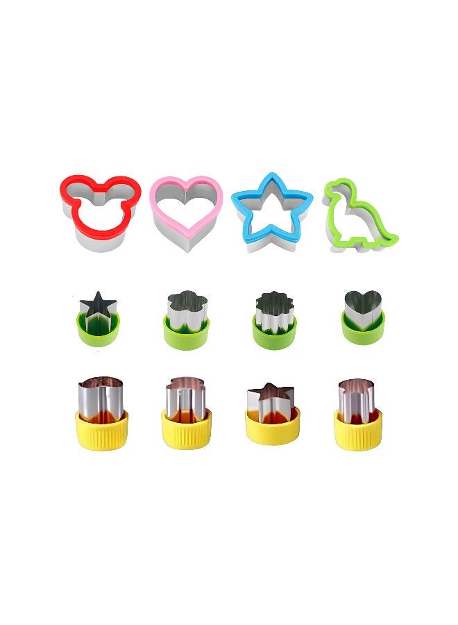 Estrico 12-Piece Sandwich and Cookie Cutter Set, Stainless Steel Shapes for Kids Bento Box, Lunch Making Tools with Animal Designs, Food-Safe Kitchen Accessories - Image 1